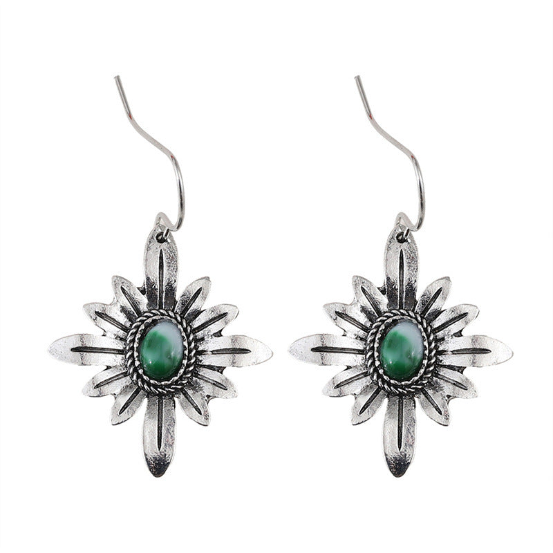 Wholesale Fashion Bohemian Style Turquoise Daisy Flower Earrings